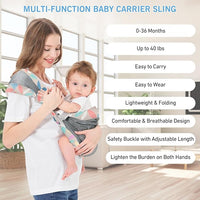 Breathable mesh baby hip carrier, adjustable fit for comfortable baby carrying.