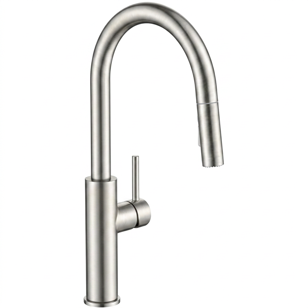 Single Handle High Arc Stainless Steel Sink Faucet with Sprayer