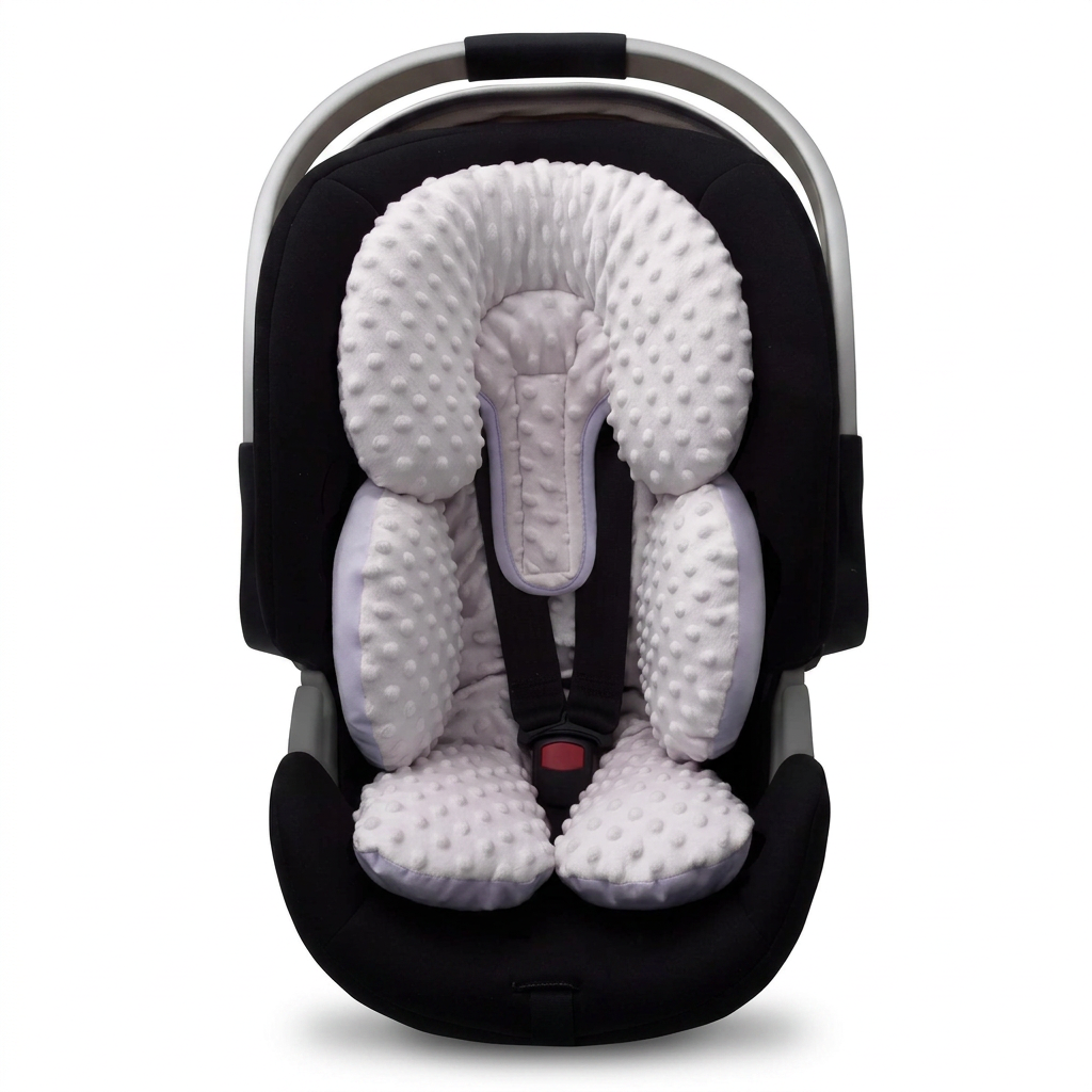 Ultra-Soft Car Seat Head Neck Body Support Insert, Minky and Microfiber, Reversible for Babies