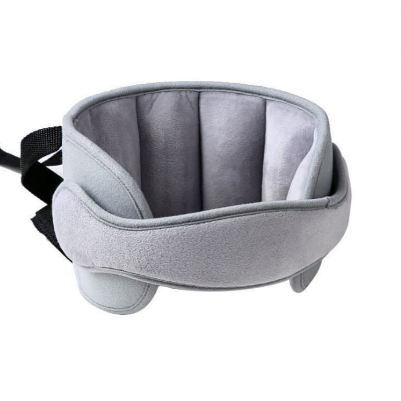 Car seat toddler head support, adjustable head holder strap for comfortable travel.