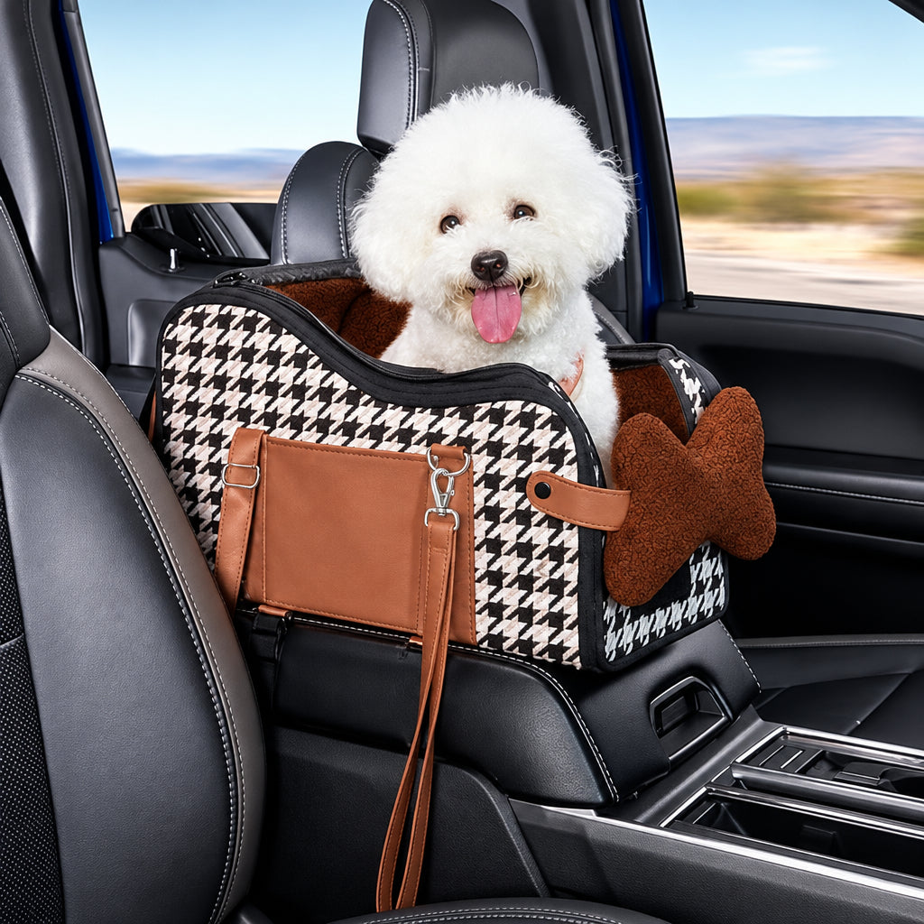 Small dog car seat and pet carrier for vehicle travel