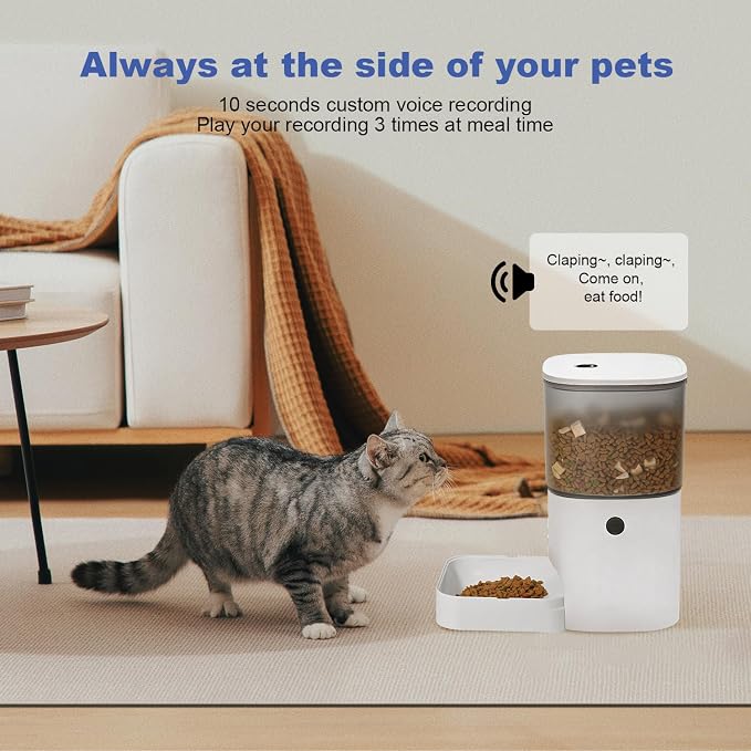 White Automatic Cat Food Dispenser For Regular Indoor Feeding