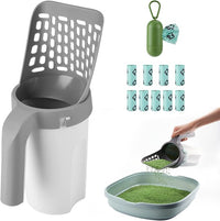 Cat litter scoop set with waste bags and metal buckle