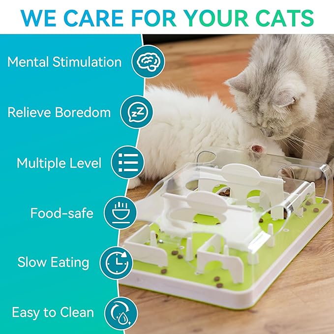 Cat Puzzle Toy With Food Compartments For Daily Use