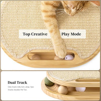 Cat scratch and play toy with interactive ball