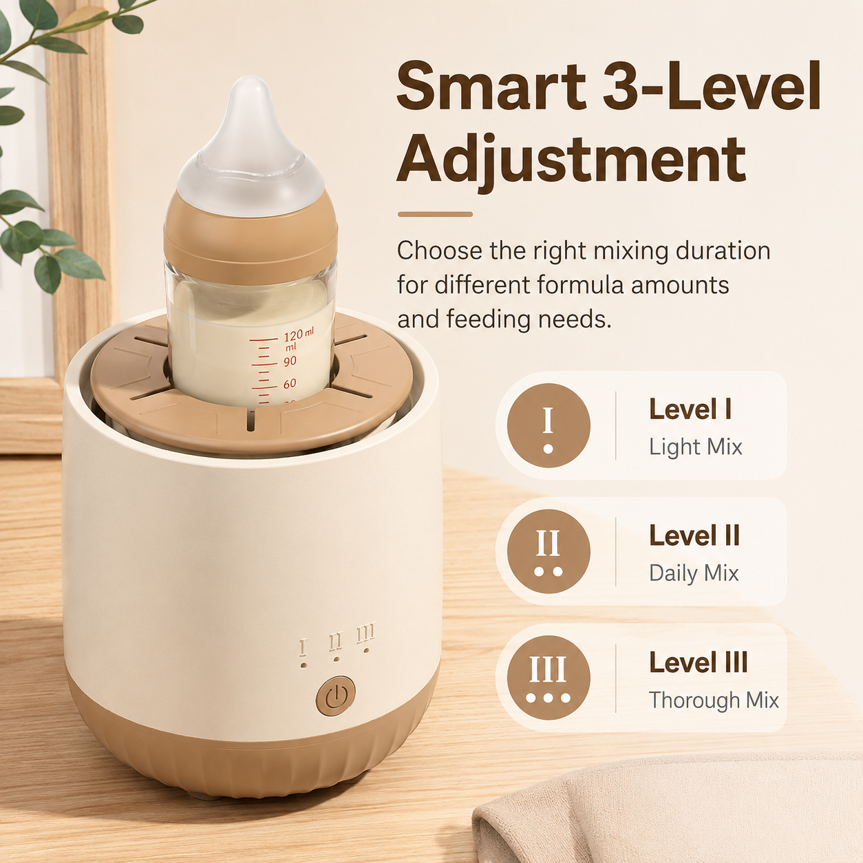 3-Level Automatic Bottle Mixer with One-Touch Control for Baby