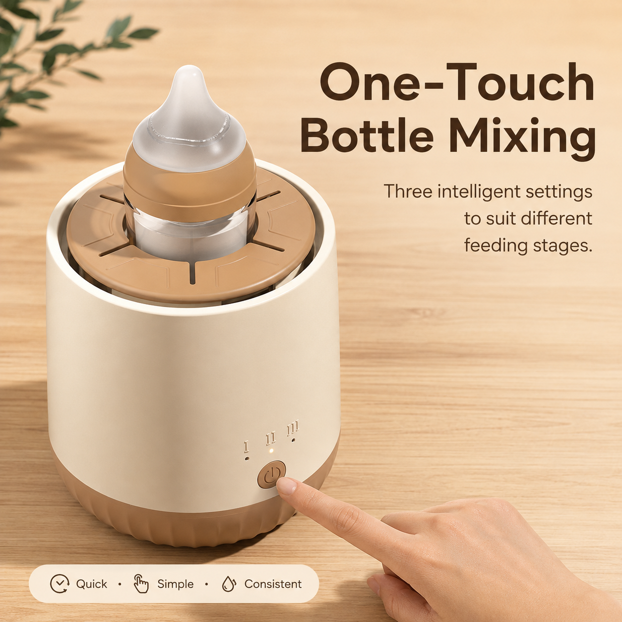 3-Level Automatic Bottle Mixer with One-Touch Control for Baby