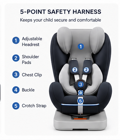 Child Car Seat With Soft Padded Cushion Detail