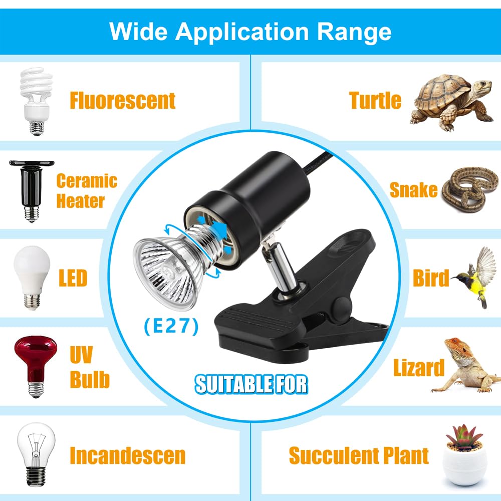 Clamp On Reptile Light With Adjustable Head For Daily Habitat Use