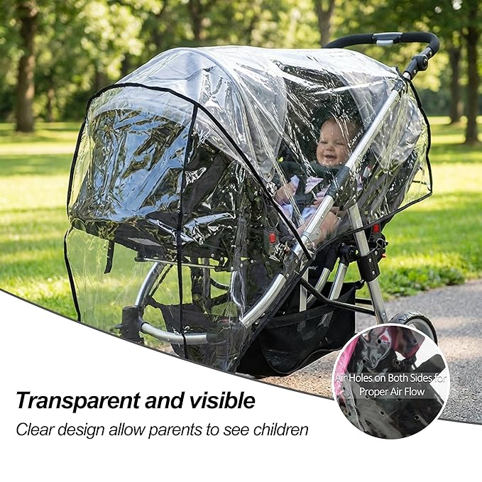 Clear double stroller cover for outdoor stroller use