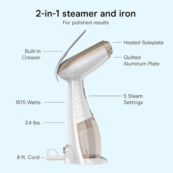 Compact Handheld Steam Iron for Clothes & Household Fabrics