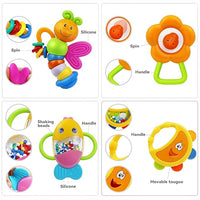 Colorful baby rattles safe for teething and play