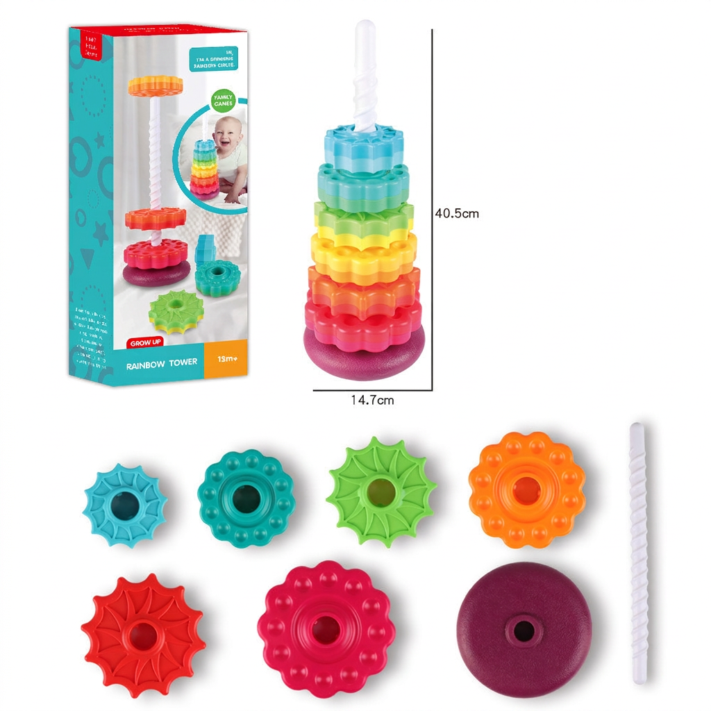 Colourful Ring Stack Toy For 1 Year Old Baby Learning Play