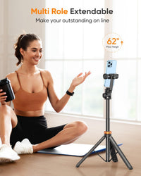 Compact and Lightweight EUCOS 62" Phone Tripod, Perfect for Travel and Easy Storage