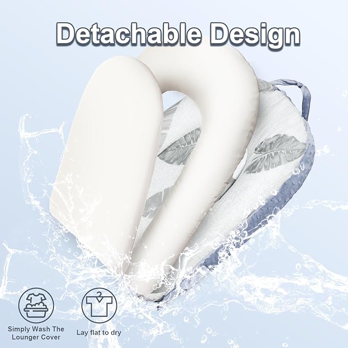 Compact baby cushion with gentle fabric surface