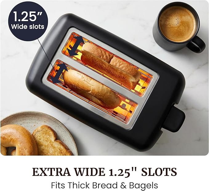 compact black bread toaster for daily kitchen breakfast use