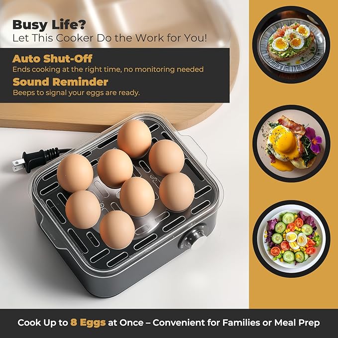 compact countertop egg cooker for home kitchen pantry and apartment use