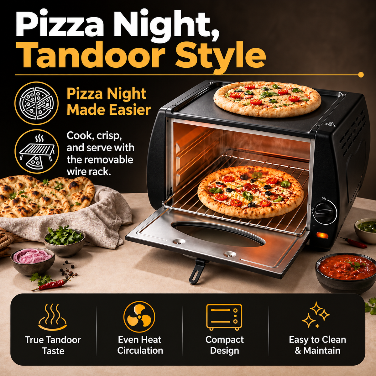 Tabletop Electric Pizza Oven & Indian Tandoor Maker