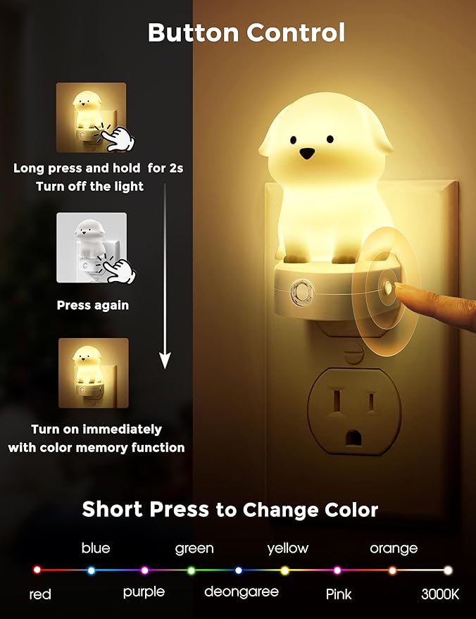 Compact Plug In LED Night Light For Kids And Nursery.