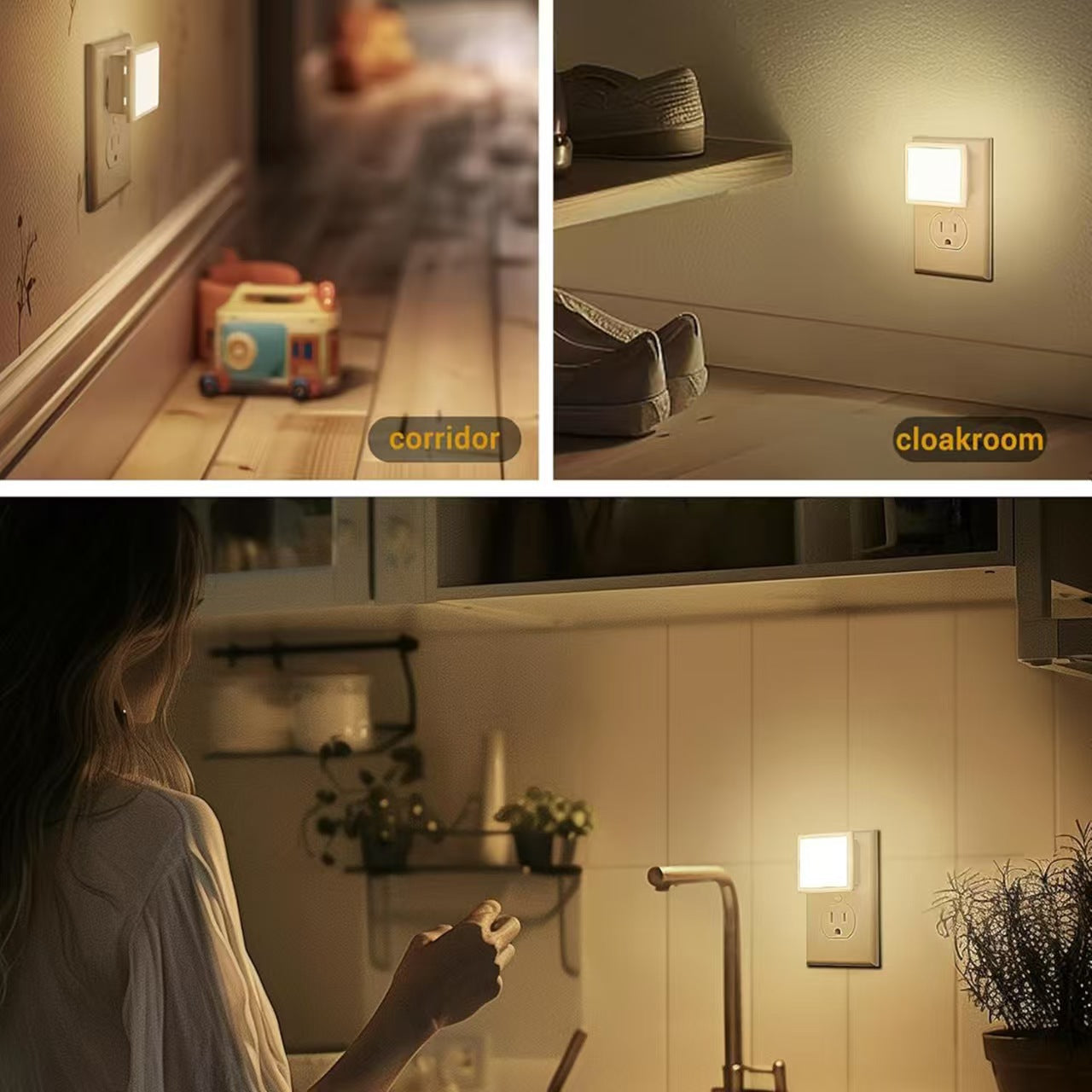 Compact Plug In LED Night Light Set For Indoor Use