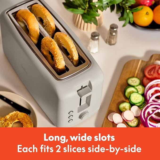 compact oatmilk kitchen toaster with long slot design for breakfast bread