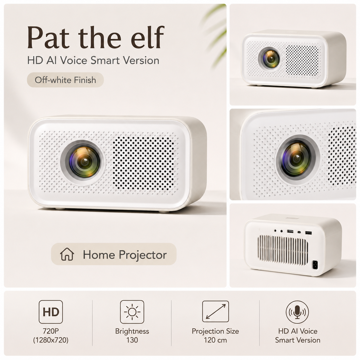 Compact wireless projector for home cinema movies gaming and video viewing