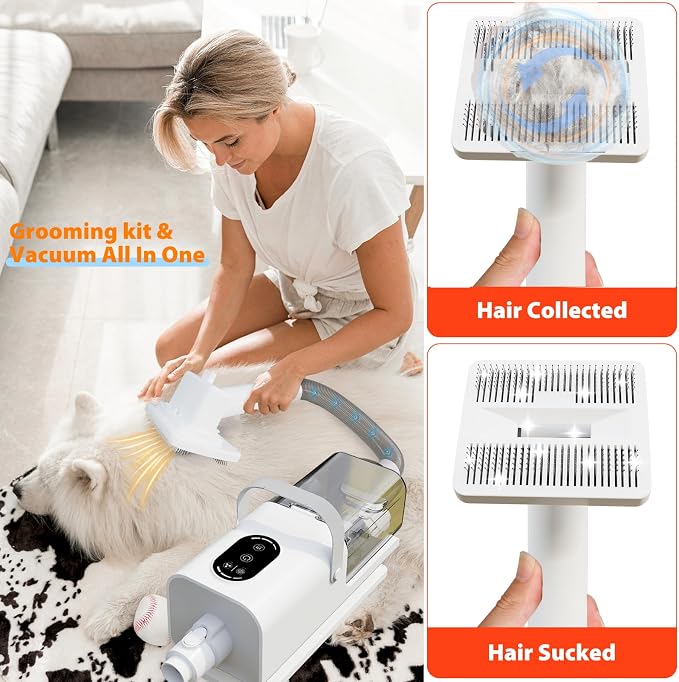 Complete dog grooming vacuum kit with grooming attachments