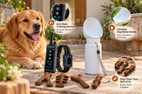 Complete dog walking bundle with training device water bottle and chew toys