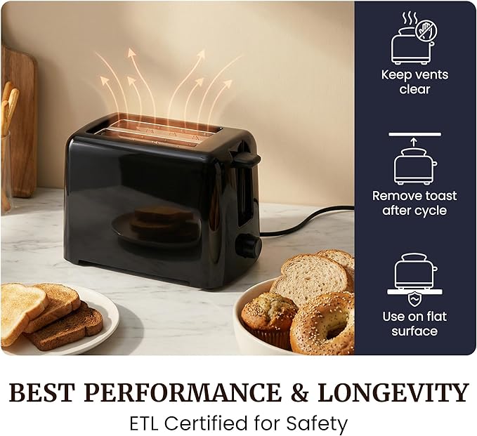 cool touch breakfast toaster with compact design for kitchen countertop