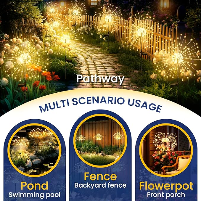 copper wire fireworks lights flexible design for decorative solar lighting