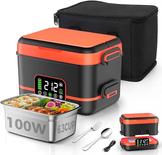 Cordless electric heated lunch box with portable design