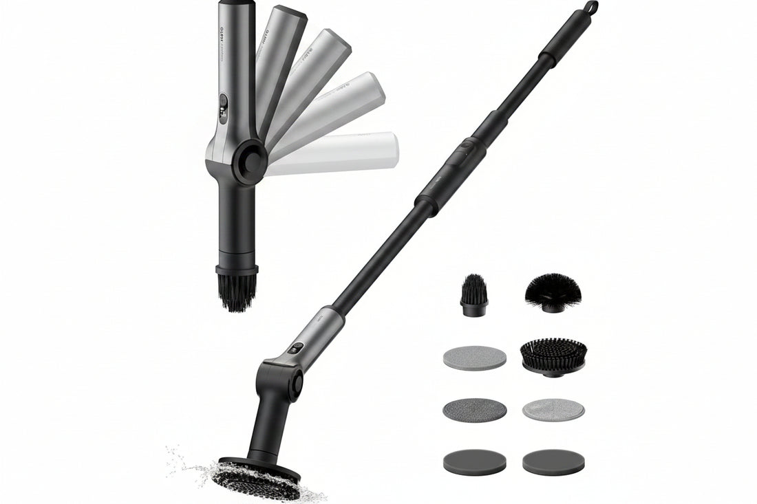 Cordless electric spin cleaning brush with adjustable handle