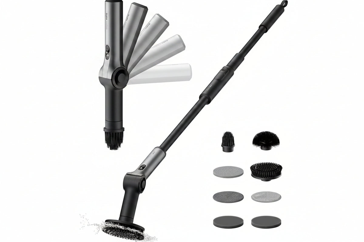 Cordless electric spin cleaning brush with adjustable handle