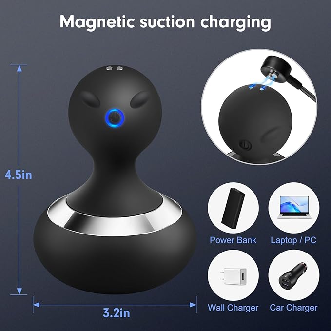 Cordless Electric Massager in use on the neck, providing soothing relief and muscle relaxation for neck pain and stiffness.