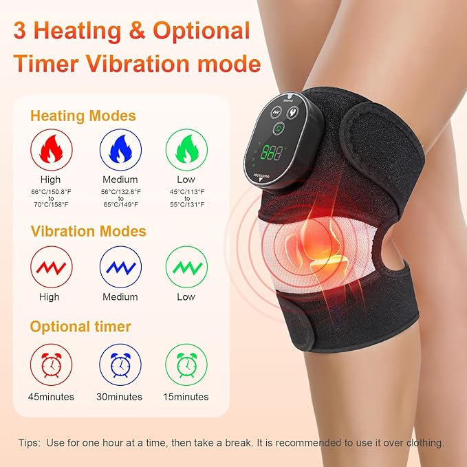 The Cordless Heated Knee Massager with its USB charging port, highlighting the rechargeable, cordless feature for convenient use.