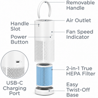 Portable Personal Air Cleaner with True HEPA 13 Filter