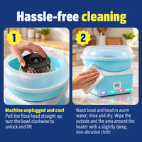 Blue electric sugar floss maker showing its covered bowl design and countertop construction.