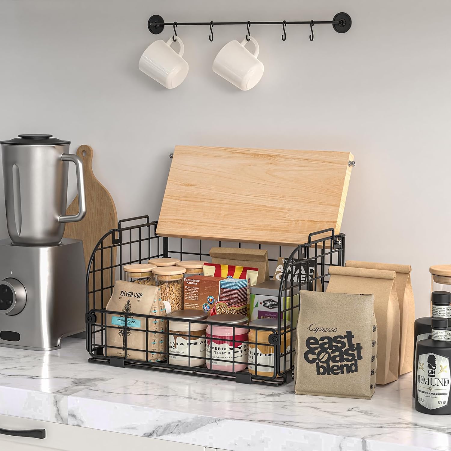 Two-Layer Kitchen and Pantry Storage Basket Stand