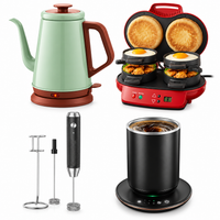 Cozy breakfast and coffee bundle with electric kettle, milk frother, mug warmer and sandwich maker