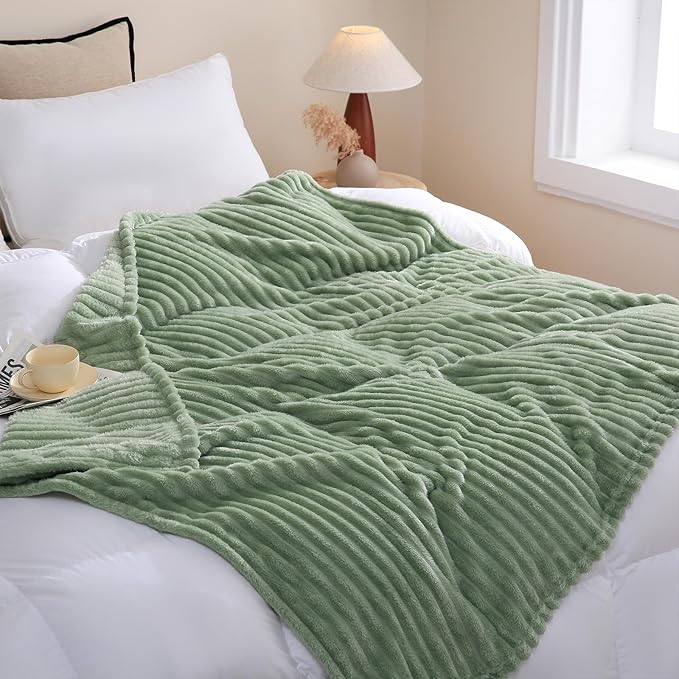 Cozy Sage Green Blanket for Adults