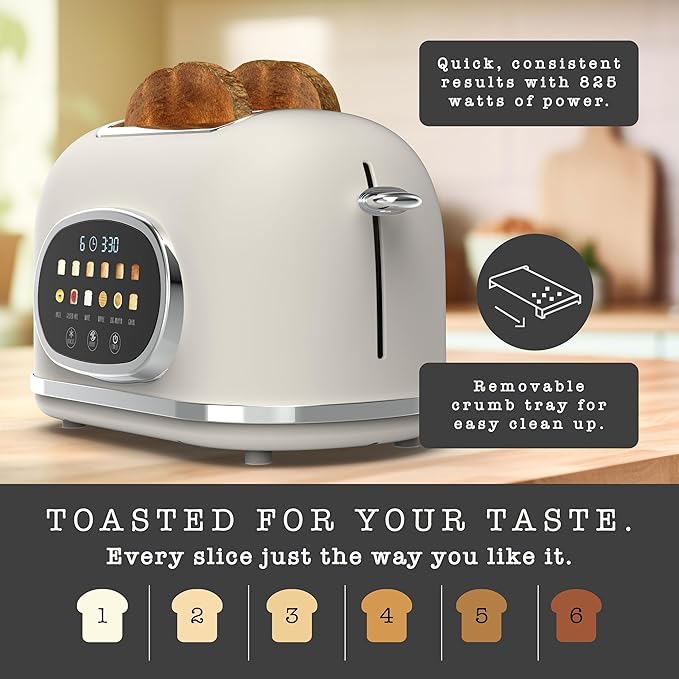 cream wide slot toaster suitable for bread bagels and thick slices