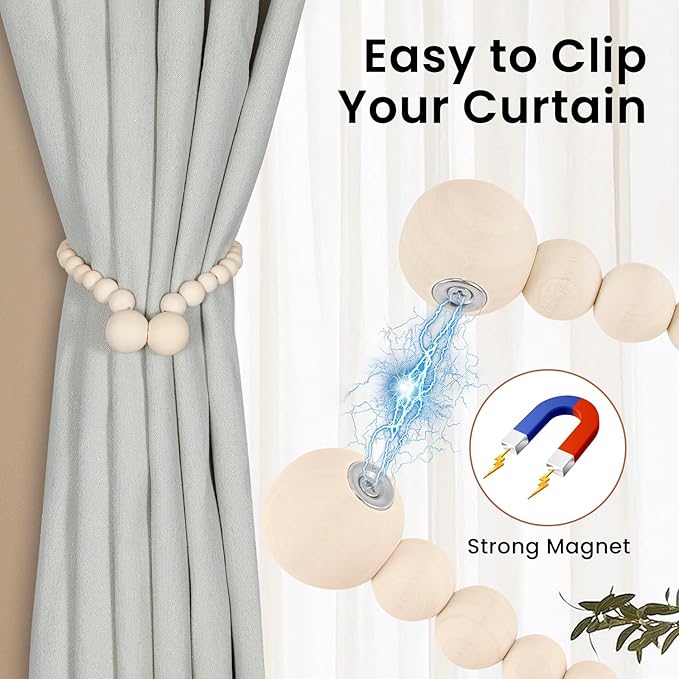 Wooden Bead Curtain Tiebacks