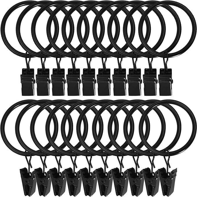Curtain Rod Rings, Metal Clip Rings Set