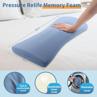 Curved memory foam sleep pillow for waist support and relaxation
