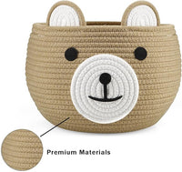 Cute bear design storage basket, durable and soft, ideal for newborn essentials.