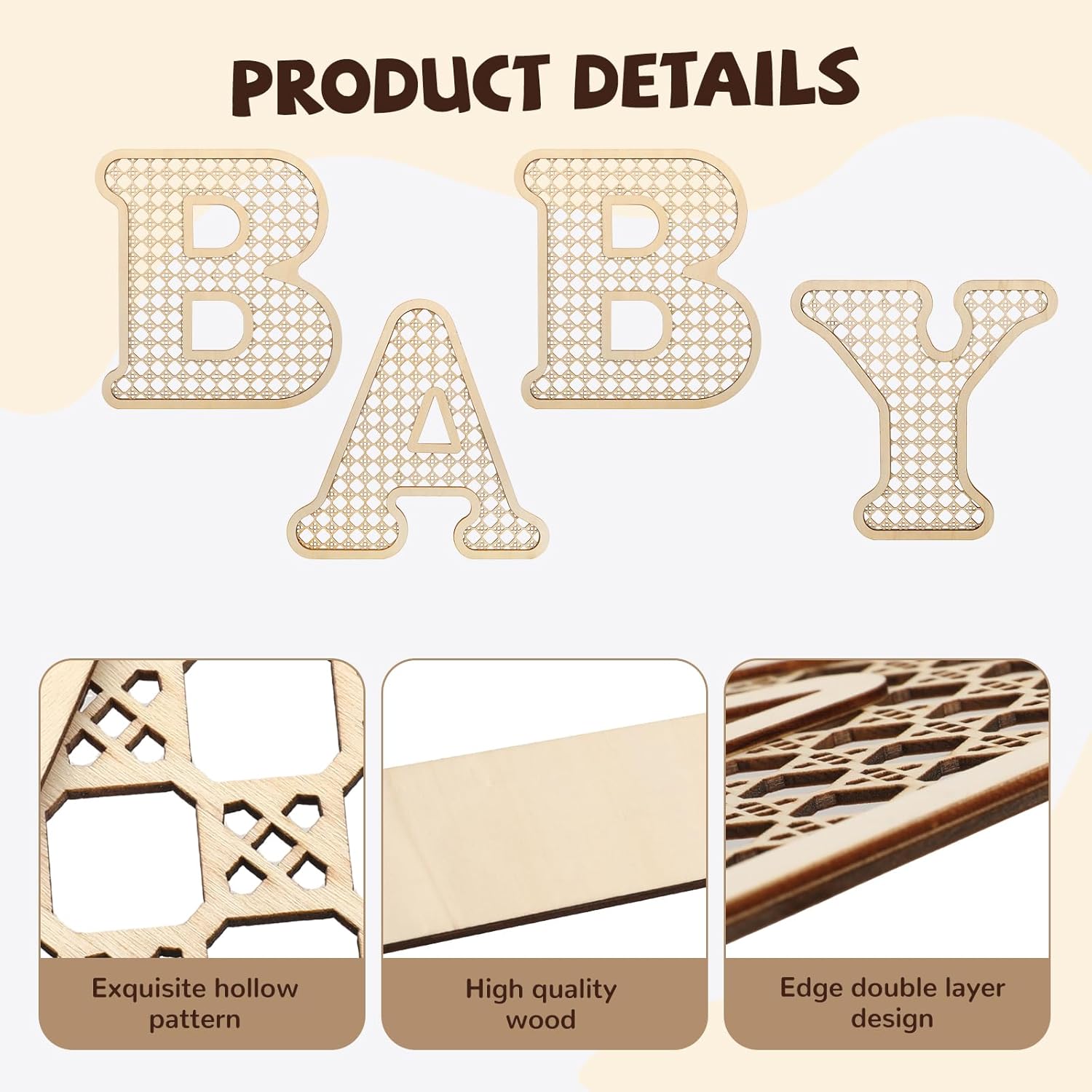 Cute deer wooden letters for baby room decoration, perfect for a woodland nursery theme.