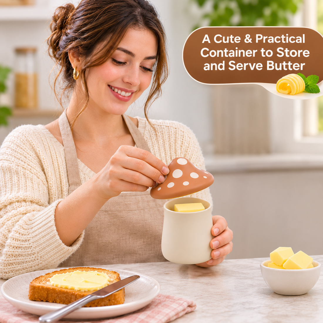 Decorative Mushroom-Shaped Butter Storage Dish