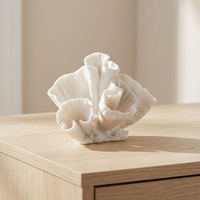 Ivory and Tan Resin Coral Figurine for Shelves