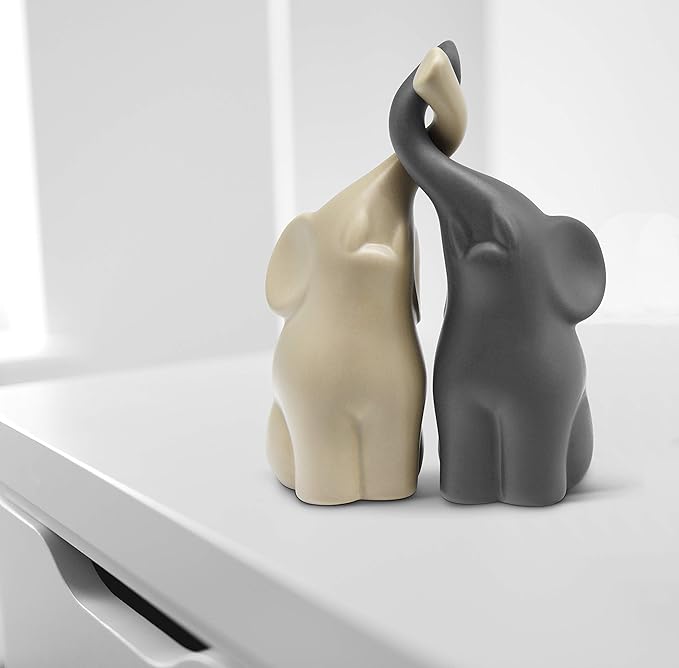 Elegant Ceramic Elephant Ornament Set