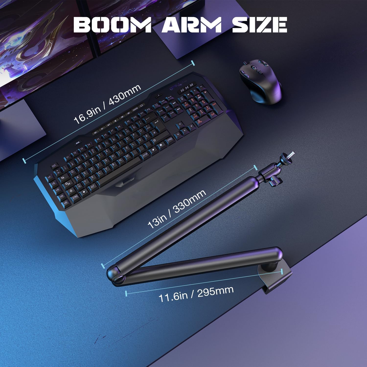 Desk mount microphone arm with stable clamp base